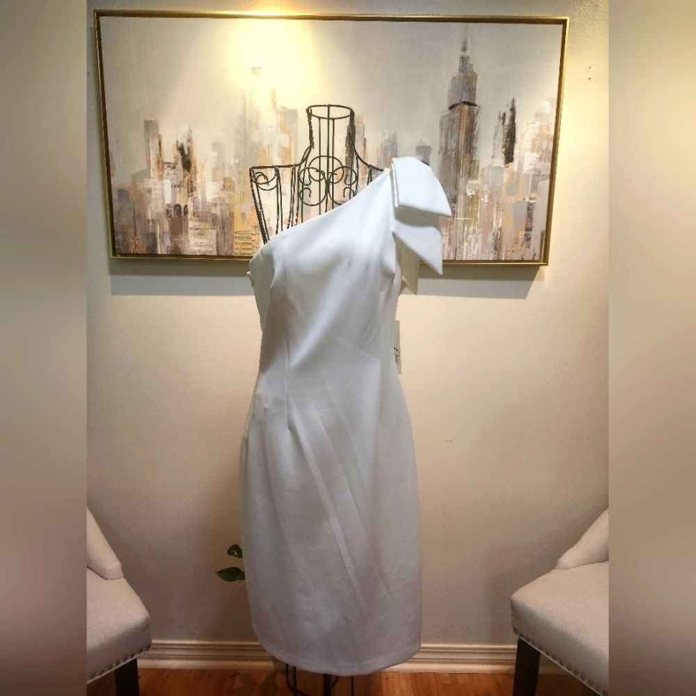 White One Shoulder Midi Eliza J. Size 10